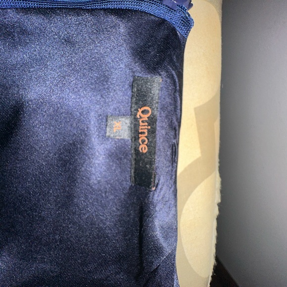 Quince washable stretch silk high neck open back gown in navy XL NWOT - Picture 5 of 9